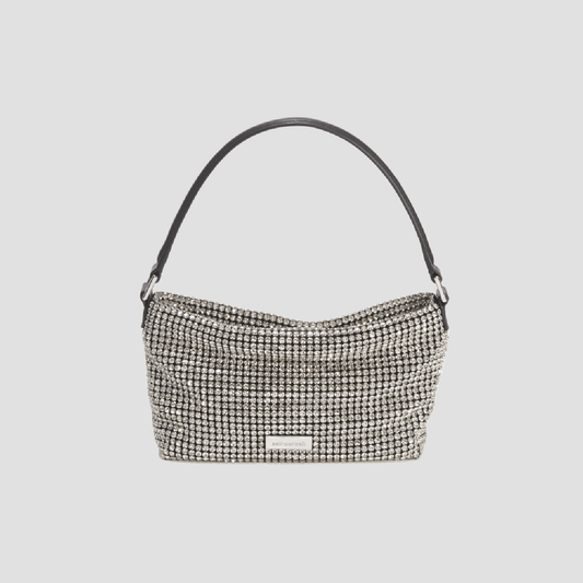 Self-Portrait Silver Diamante Small Hobo Bag SS24-305-SIL