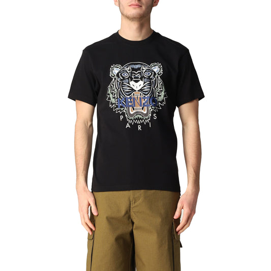 KENZO COTTON T-SHIRT WITH LOGO AND TIGER