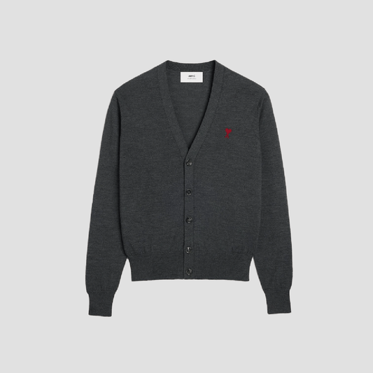 Ami Paris Small Ami De Coeur Dark Grey Cardigan HKC111.KN0025 005