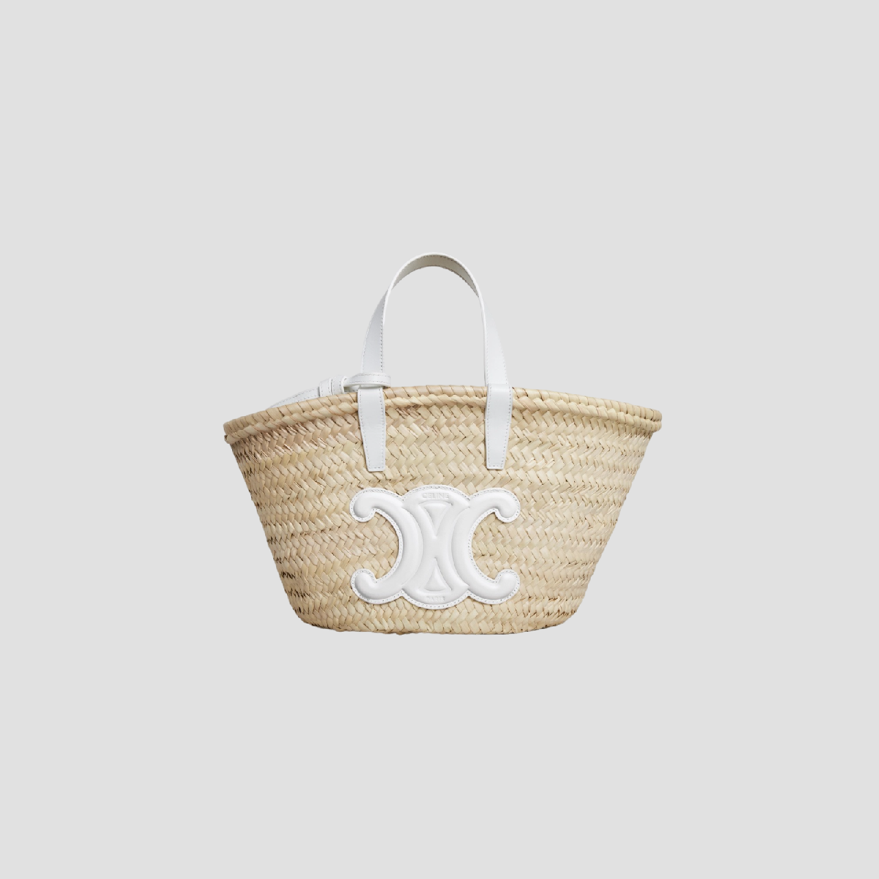 TEEN CELINE WHITE CLASSIC PANIER IN PALM LEAVES AND CALFSKIN 113832CGG.01BC