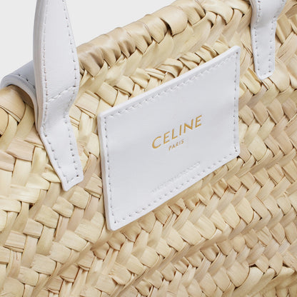 chi tiết túi TEEN CELINE WHITE CLASSIC PANIER IN PALM LEAVES AND CALFSKIN 113832CGG.01BC