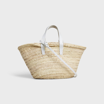 mặt sau TEEN CELINE WHITE CLASSIC PANIER IN PALM LEAVES AND CALFSKIN 113832CGG.01BC