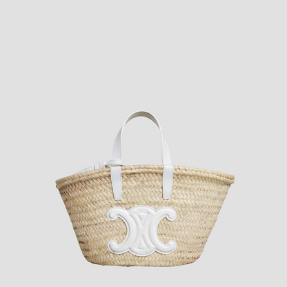 TEEN CELINE WHITE CLASSIC PANIER IN PALM LEAVES AND CALFSKIN 113832CGG.01BC