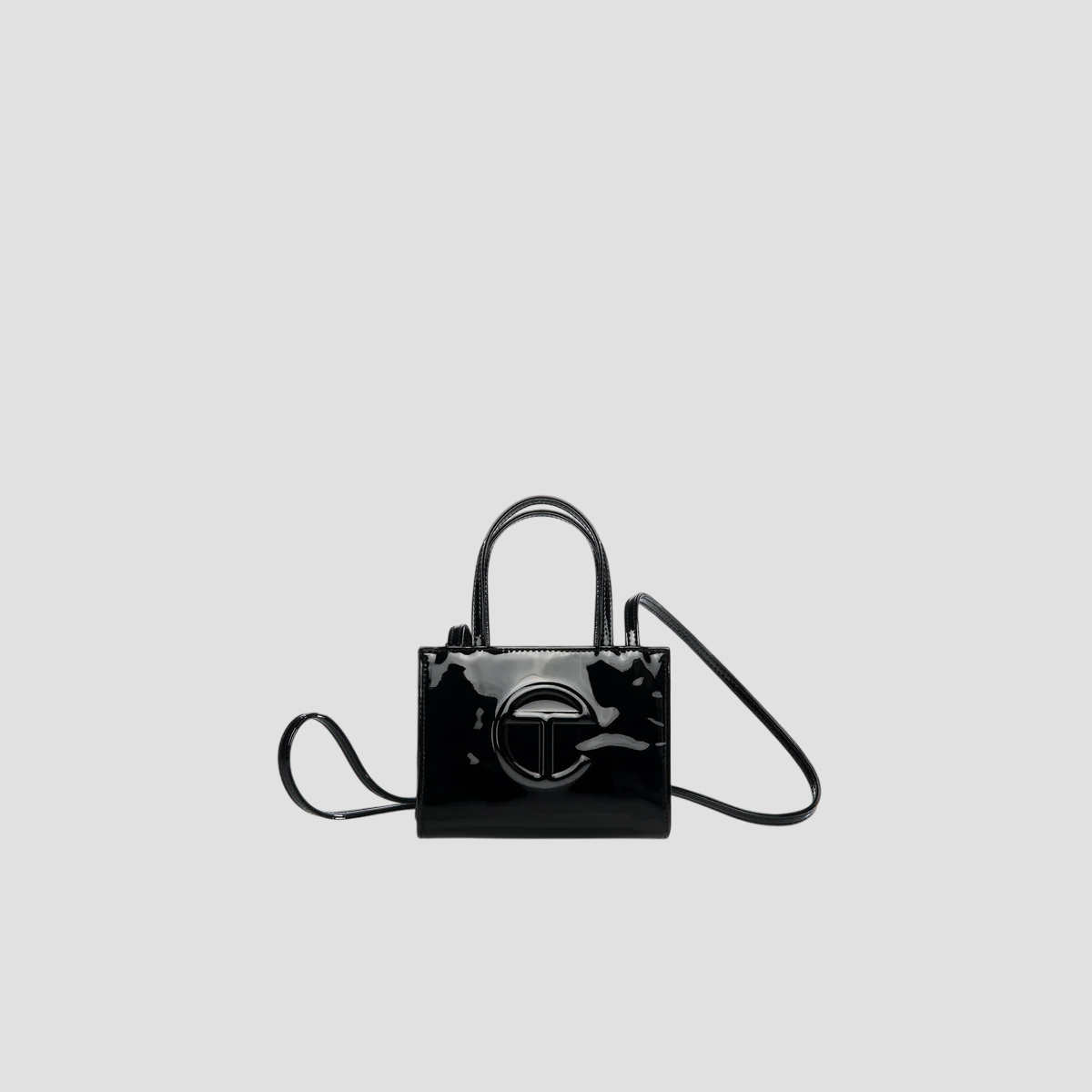 TELFAR SMALL SHOPPING BAG BLACK PATENT