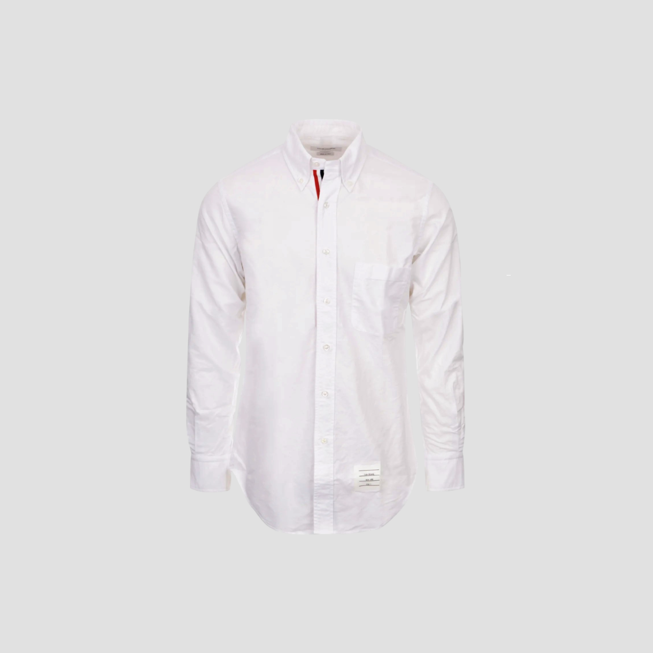 THOM BROWN WHITE OXFORD GROSGRAIN PLACKET SHIRT MWL010E06177100