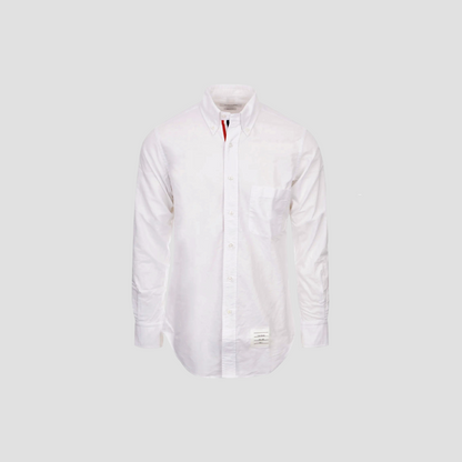 THOM BROWN WHITE OXFORD GROSGRAIN PLACKET SHIRT MWL010E06177100