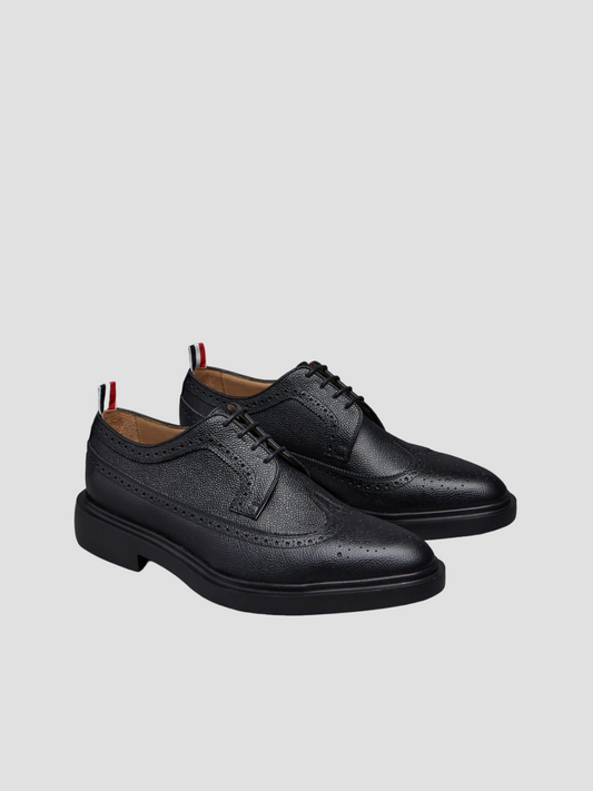 THOM BROWNE BLACK RUBBER SOLE LONGWING BROGUE MFD002H-00198-001