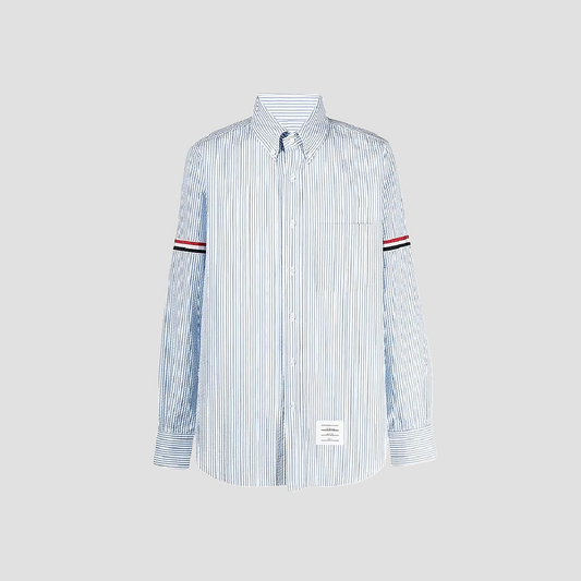 Thom Browne Blue Striped Seersucker Armband Shirts MWL301A-00572-450