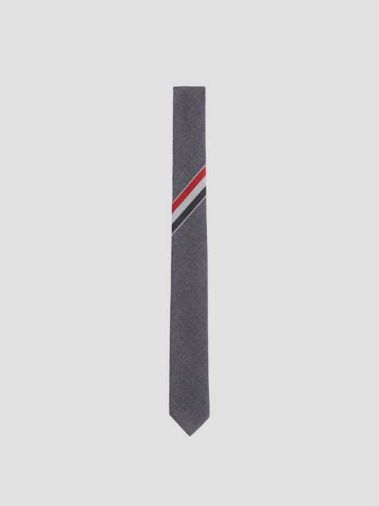 THOM BROWNE DARK GREY RWB-MOTIF WOOL TIE MNL022A03532025