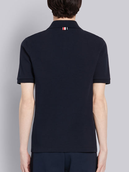 mặt sau áo THOM BROWNE NAVY CLASSIC COTTON PIQUE SIDE INSERT 4-BAR POLO MJP110A00050415