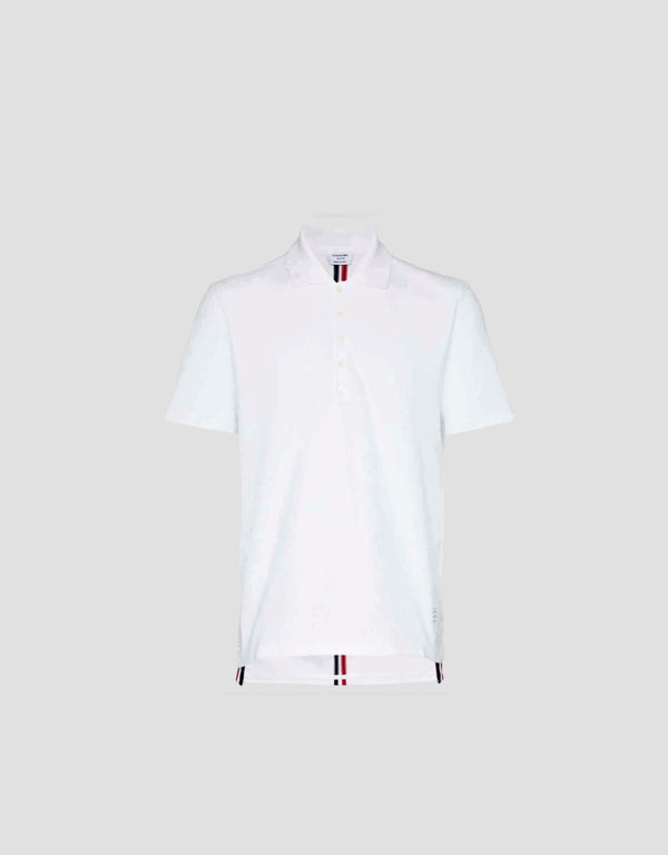 THOM BROWNE WHITE CLASSIC PIQUE STRIPE RELAXED POLO MJP042A-00050-100