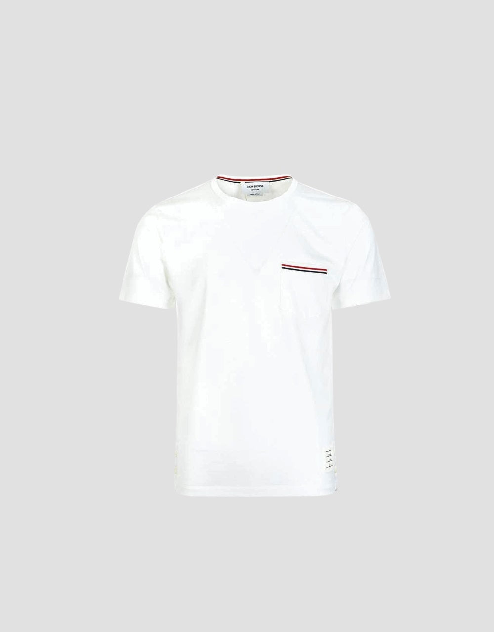 THOM BROWNE WHITE JERSEY POCKET TEE  MJS010A-01454-100