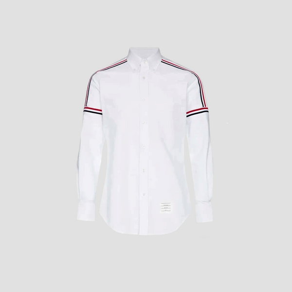 THOM BROWNE WHITE OXFORD ELASTIC SHIRT MWL270A-F0313-100