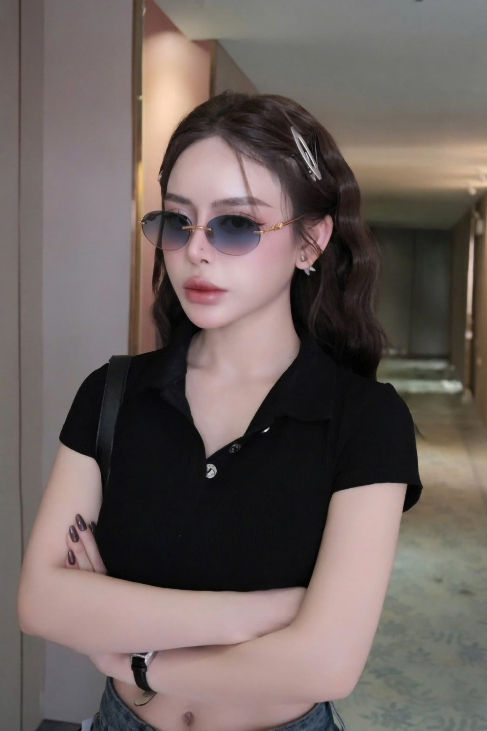 nữ mang kính Tiffany TF3104D 621716 Rose Gold Blue Gradient Sunglasses