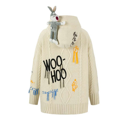 13De Marzo X Looney Tunes Daffy Duck Knit Cardigan Khaki Blank Room