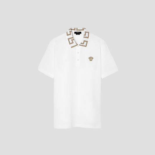 VERSACE GRECA POLO SHIRT WHITE