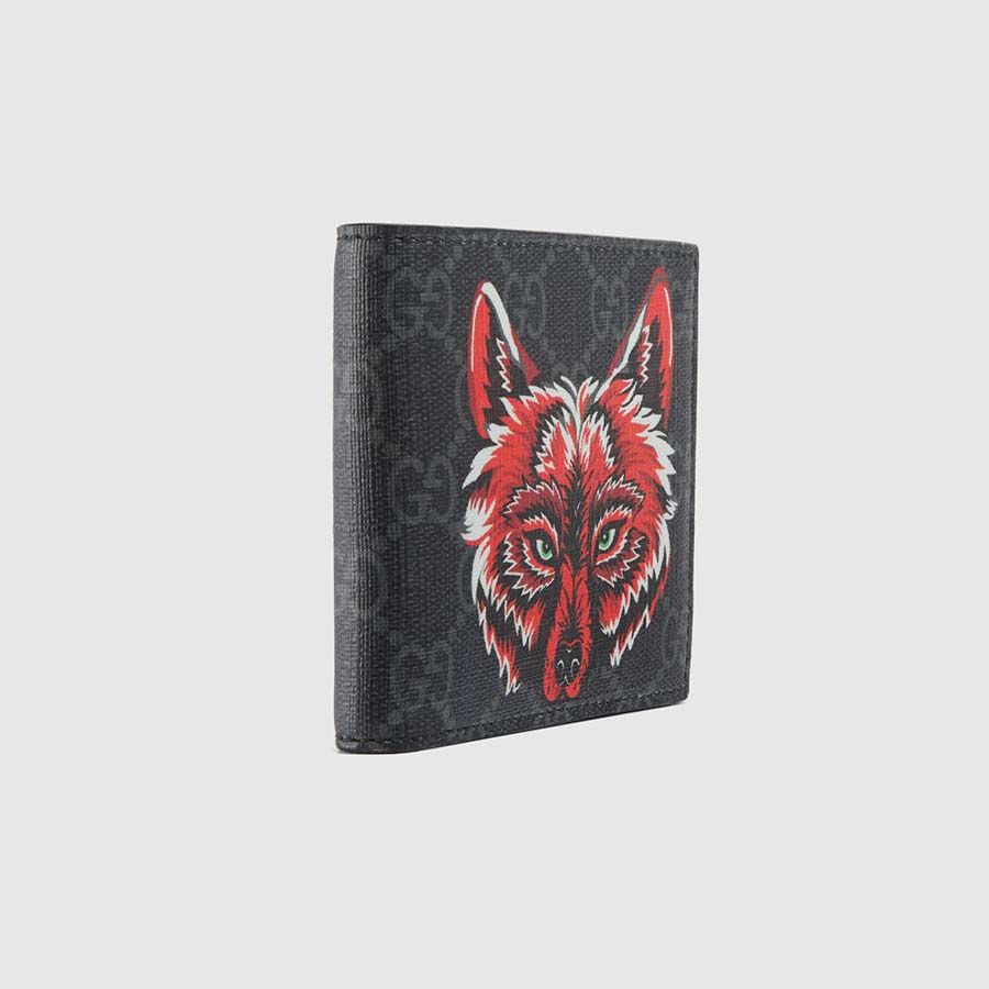 ví ngắn GUCCI GG SUPREME BLACK CANVAS WALLET FOX PRINTED Authentic tại BlankRoom Hà Nội, Việt Nam.