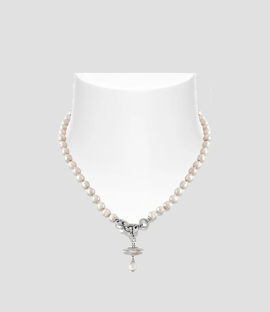 VIVIENNE WESTWOOD ALEKSA PEARL NECKLACE SILVER 63010111-02P226-CN