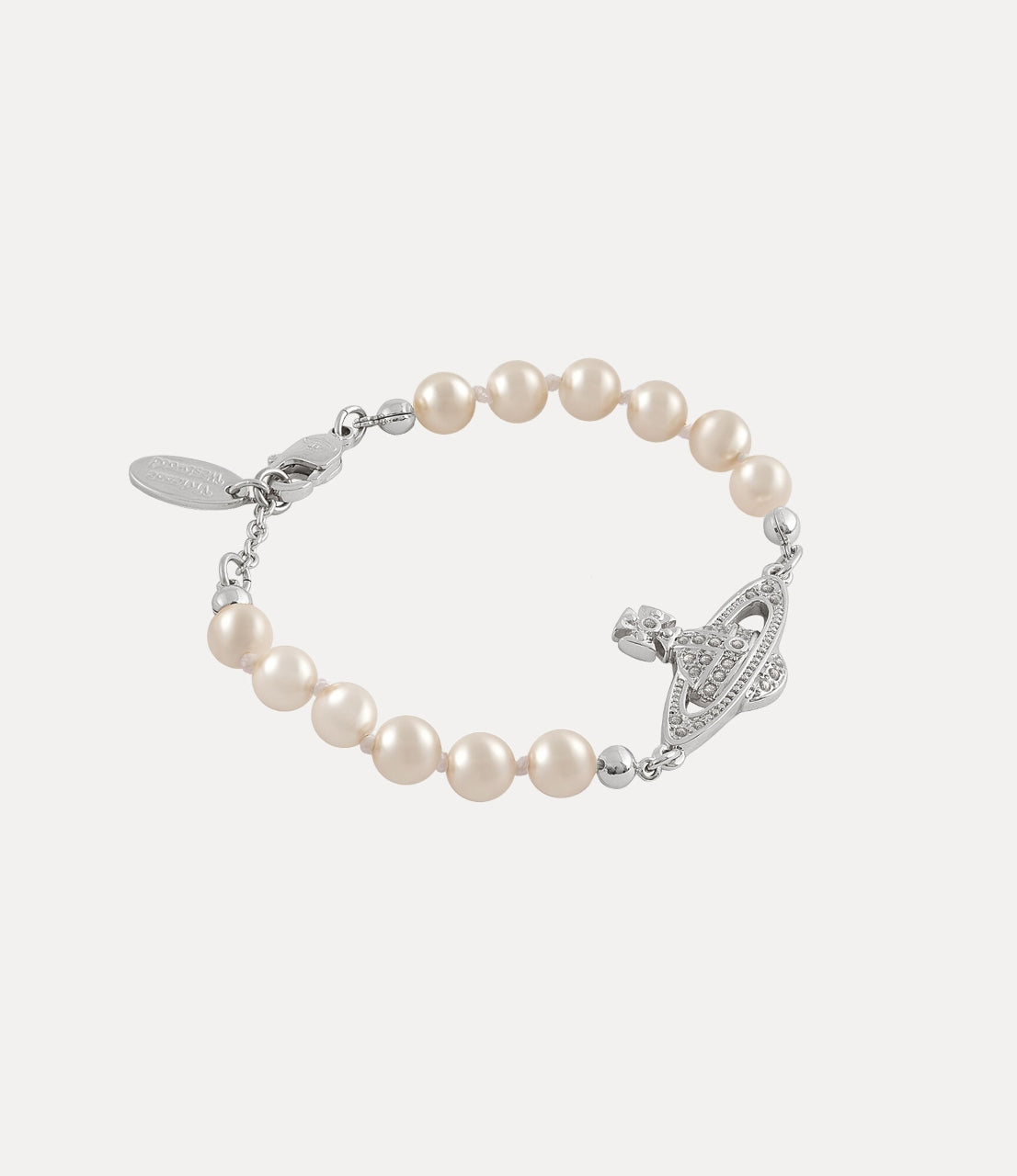 chi tiết VIVIENNE WESTWOOD MINI BAS RELIEF BRACELET PEARL SILVER 61030001-02p131-cn