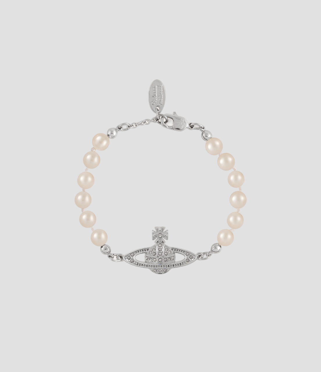 VIVIENNE WESTWOOD MINI BAS RELIEF BRACELET PEARL SILVER 61030001-02p131-cn