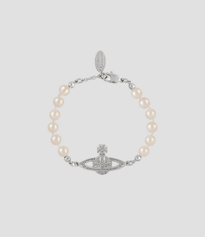 VIVIENNE WESTWOOD MINI BAS RELIEF BRACELET PEARL SILVER 61030001-02p131-cn