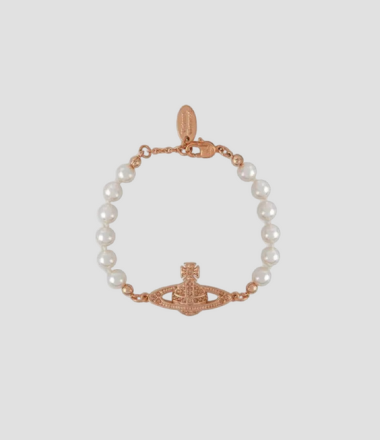 VIVIENNE WESTWOOD MINI BAS RELIEF BRACELET ROSE GOLD PEARL