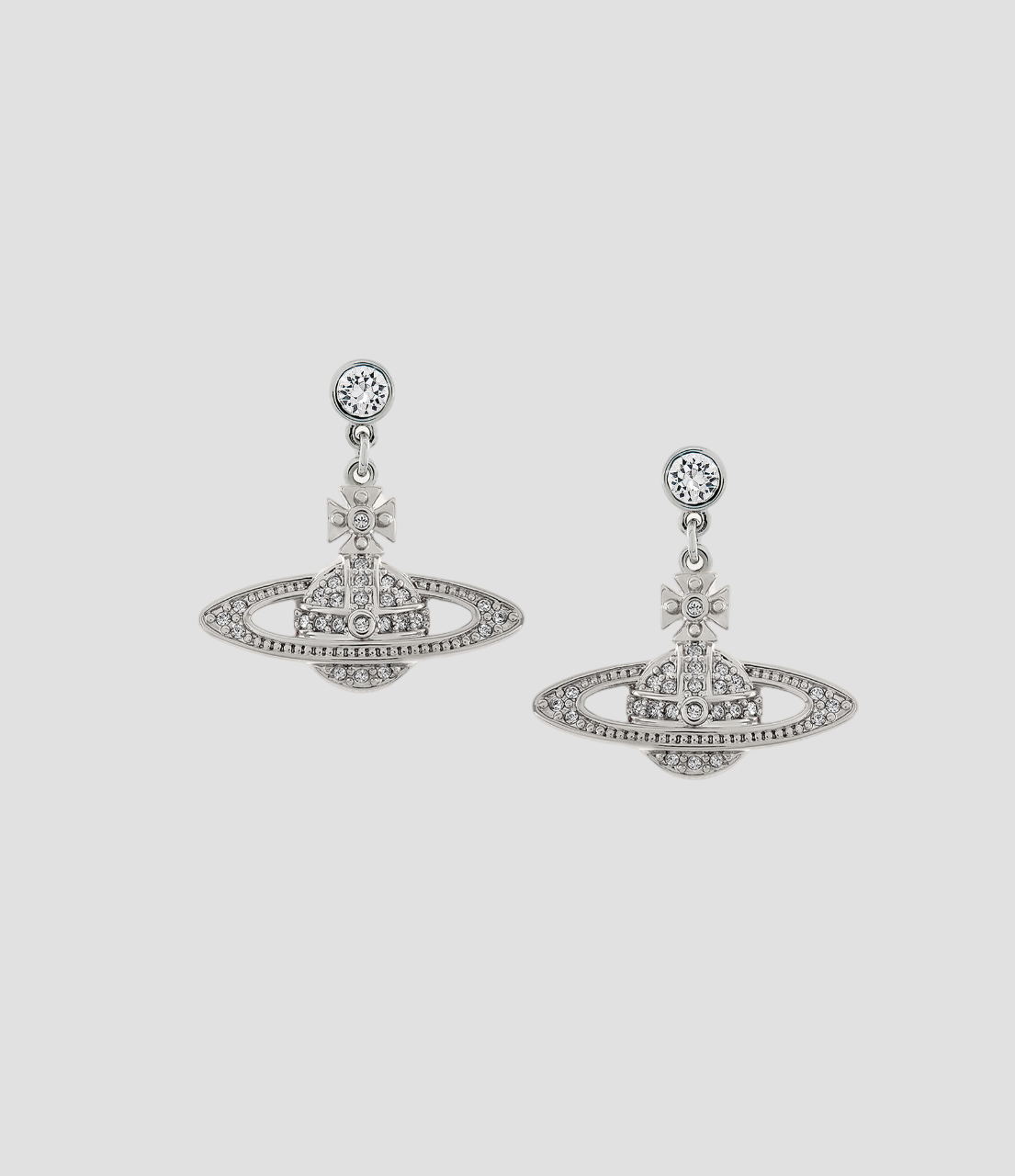 VIVIENNE WESTWOOD MINI BAS RELIEF DROP EARRINGS SILVER 62020025-02p116-cn