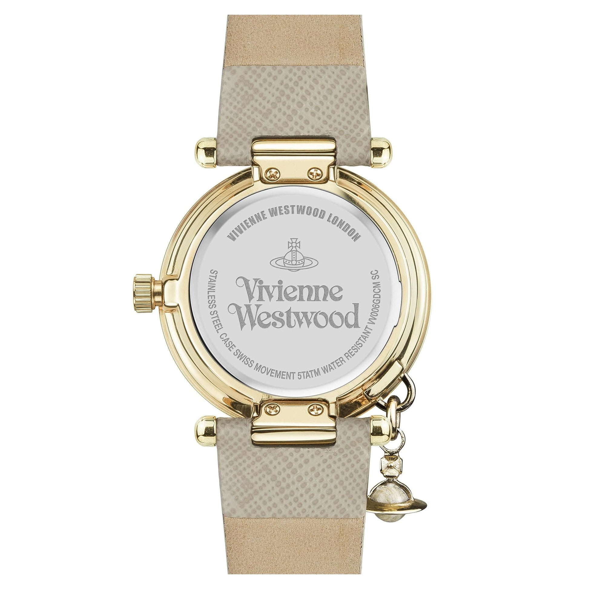 behind Vivienne Westwood Orb Pop Champagne Gold Ladies Watch vv006gdcm