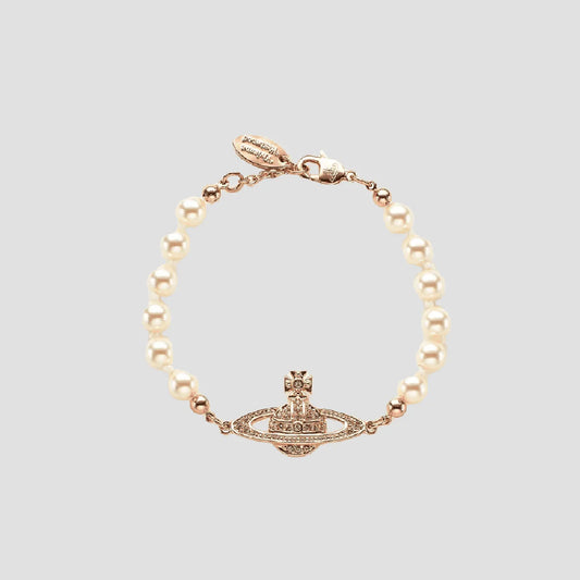 Vivienne Westwood Rose Gold Mini Bas Relief Pearl Bracelet 61030001-02G121-CN