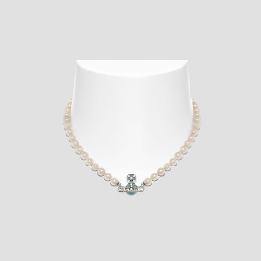 Vivienne Westwood Silver Kitty Pearl Necklace Pacific Opal 6301011O_02P578 8053195077113