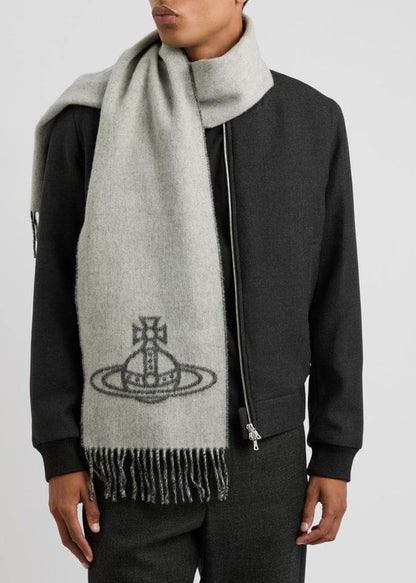 wearing Vivienne Westwood Single Orb Double Scarf Black 81030006-W00ZH-N402 8050889977391