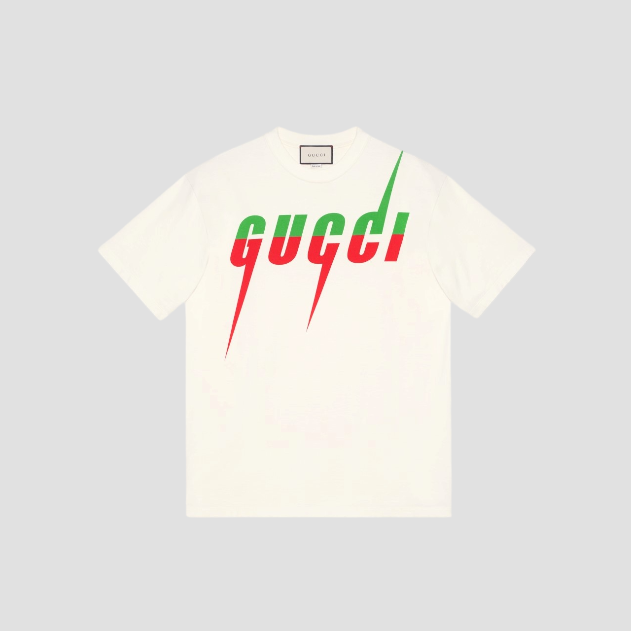 WHITE COTTON T-SHIRT WITH GUCCI BLADE PRINT 565806 XJAZY 9037