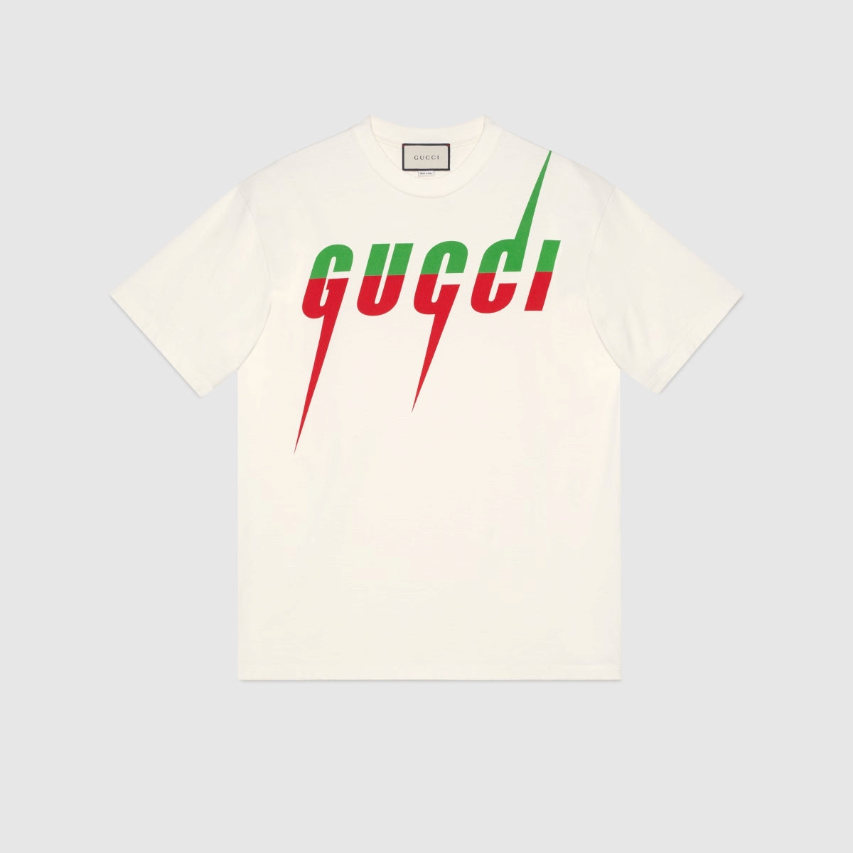 WHITE COTTON T-SHIRT WITH GUCCI BLADE PRINT 565806 XJAZY 9037 