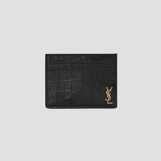 Saint Laurent Tiny Cassandre Card Case in Crocodile-Embossed Matte Leather 607603dze0w1000
