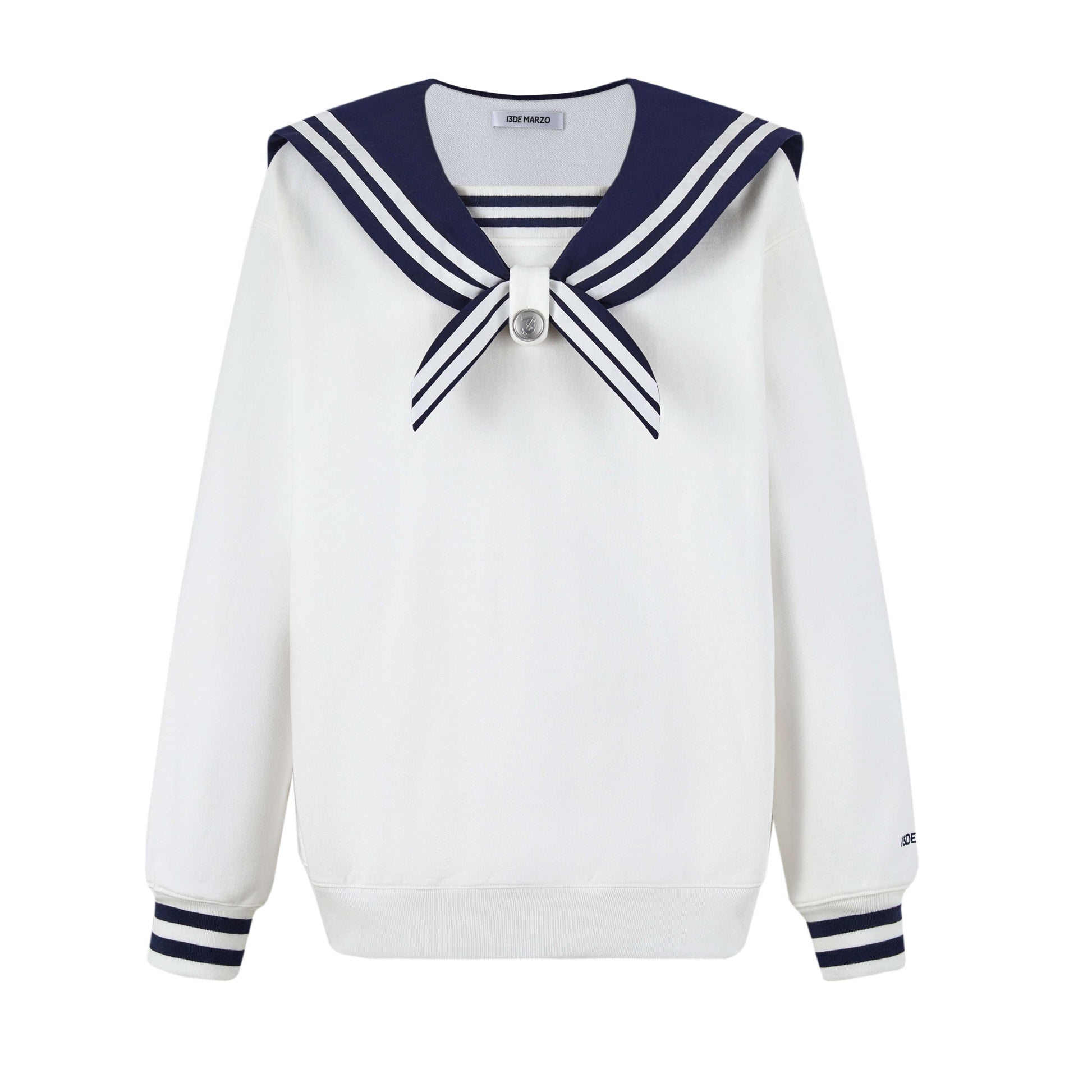 13 De Marzo Sailor Collar Plush Bear Sweater White