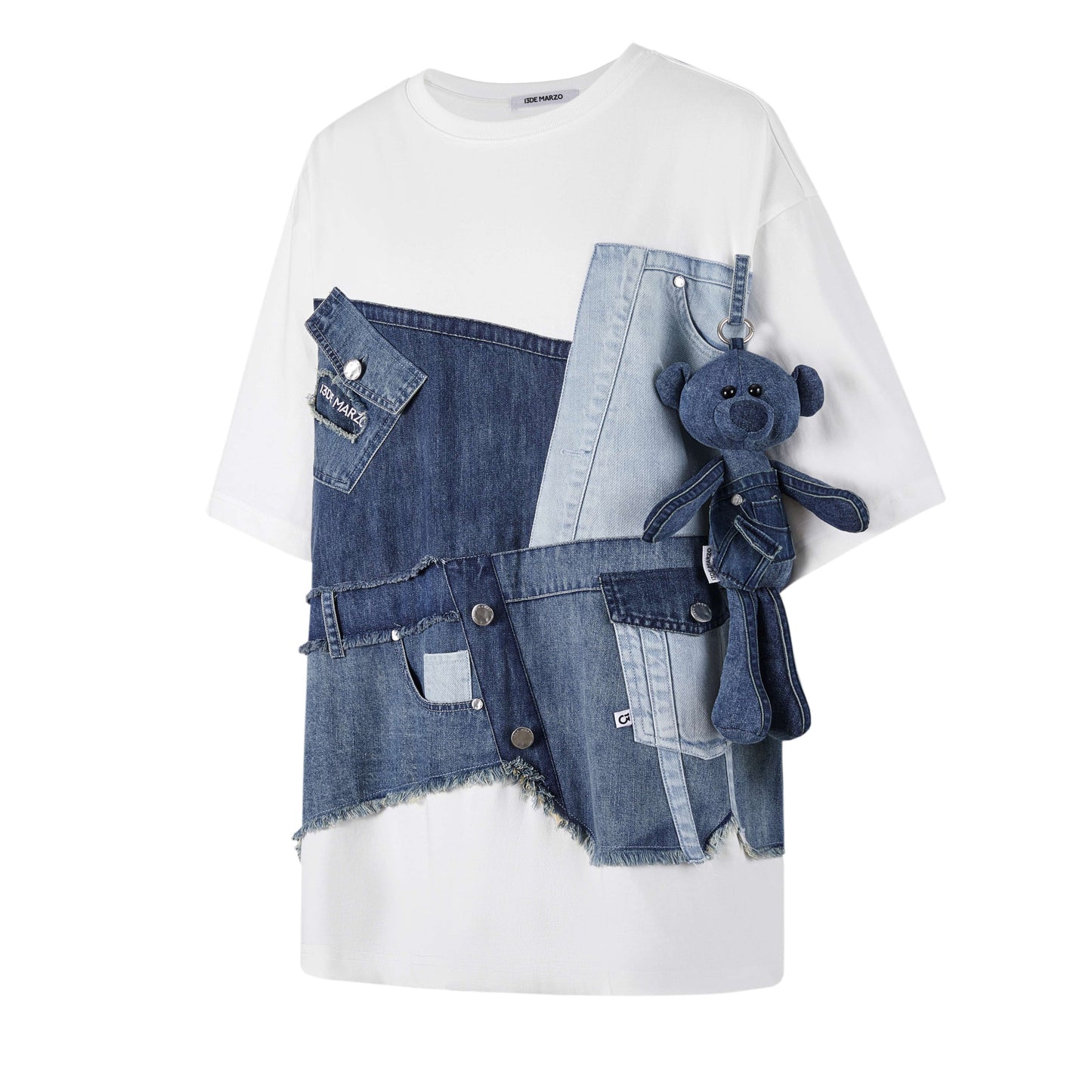 13DE MARZO BEAR DENIM MULTI POCKET T-SHIRT