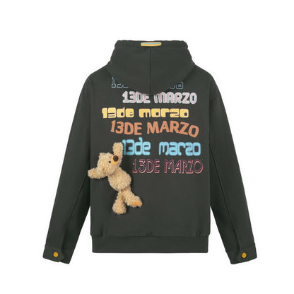 13DE MARZO COLORED RIBBON SUBTITLED HOODIE BROWN