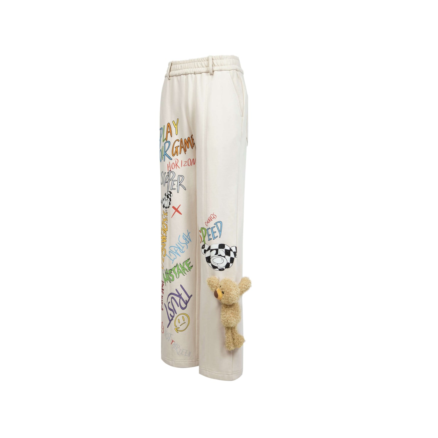 13DE MARZO STREET GRAFFITI SLANG BEAR SWEATPANTS CREAM