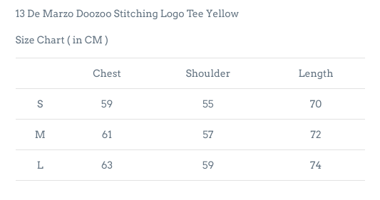 13 DE MARZO DOOZOO STITCHING LOGO TEE YELLOW