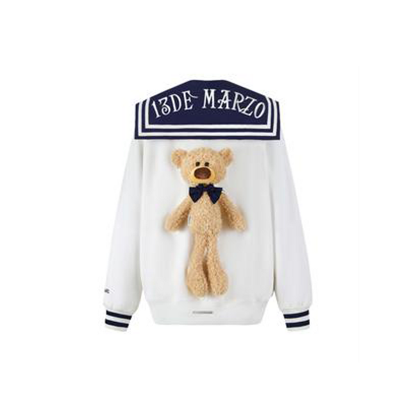 13 De Marzo Sailor Collar Plush Bear Sweater White