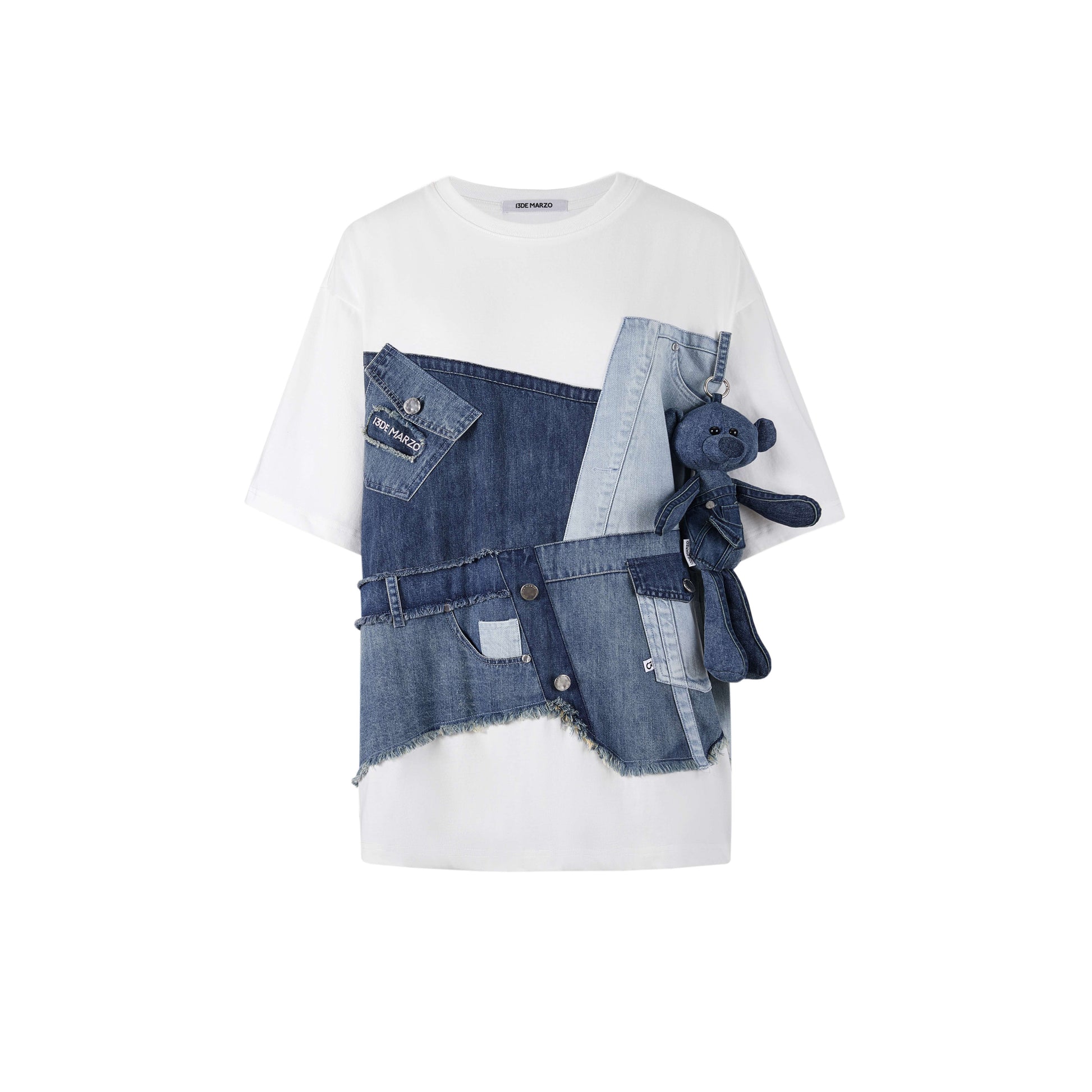 13DE MARZO BEAR DENIM MULTI POCKET T-SHIRT