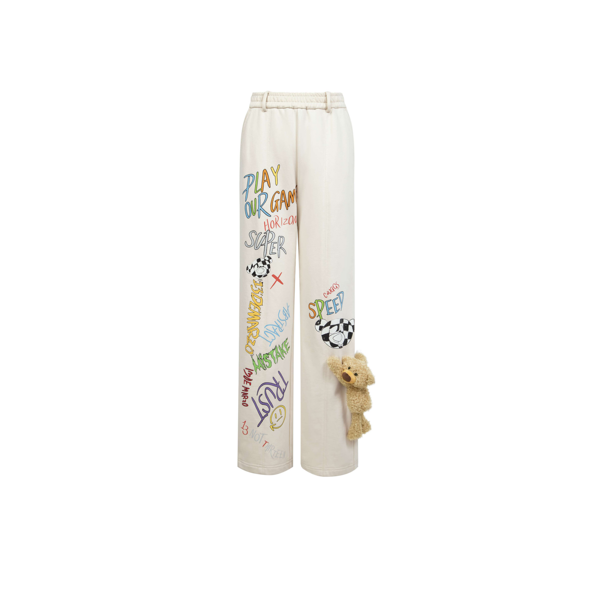 13DE MARZO STREET GRAFFITI SLANG BEAR SWEATPANTS CREAM