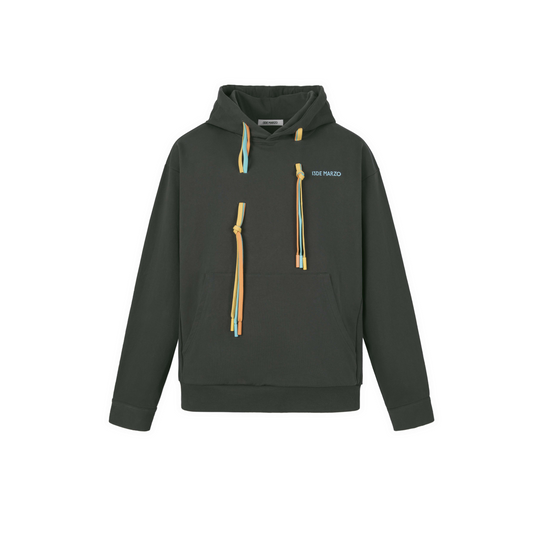 13DE MARZO COLORED RIBBON SUBTITLED HOODIE BROWN
