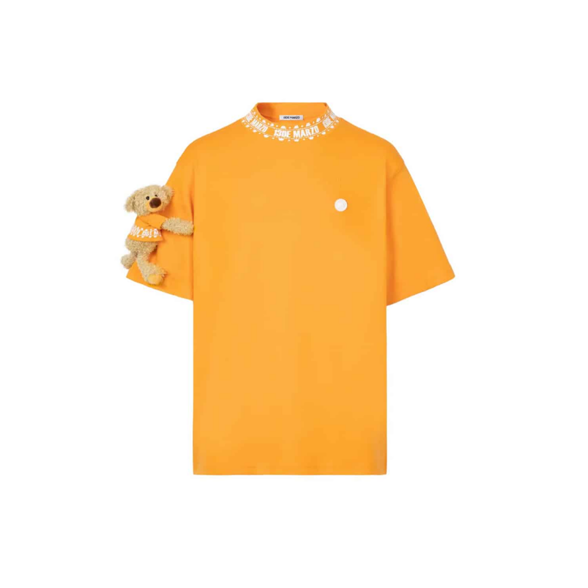 13DE MARZO ARM BEAR PRINTING LOGO T-SHIRT ORANGE