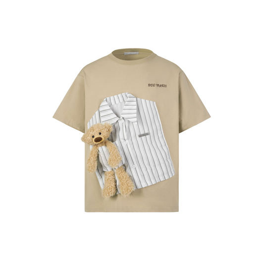 13DE MARZO EXTRA SHIRT POCKET BEAR T-SHIRT BROWN