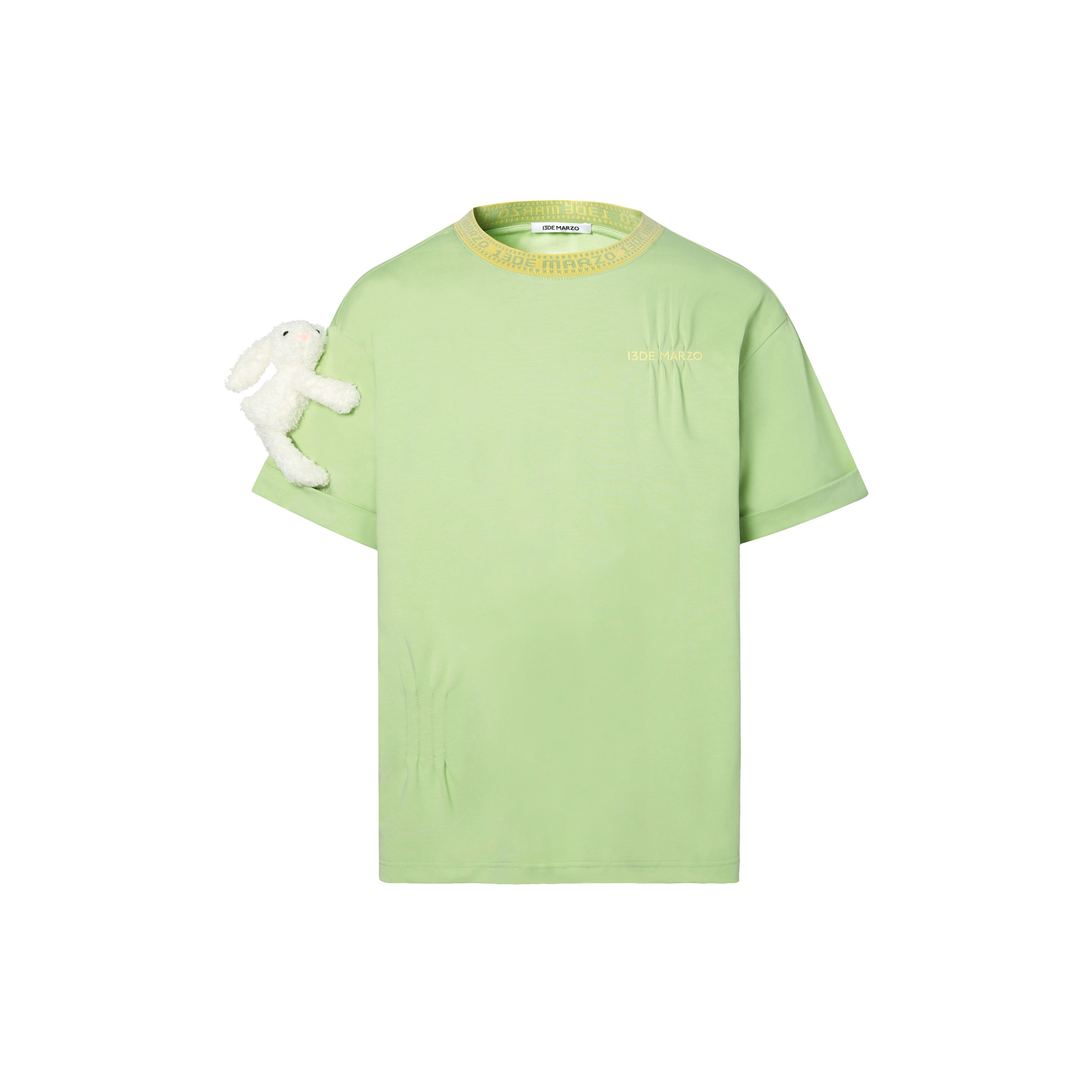 13DE MARZO ROUND NECK STITCH LOGO T-SHIRT GREEN