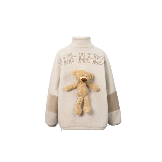 13DE MARZO TEDDY BEAR LAMB WOOL COAT CREAM
