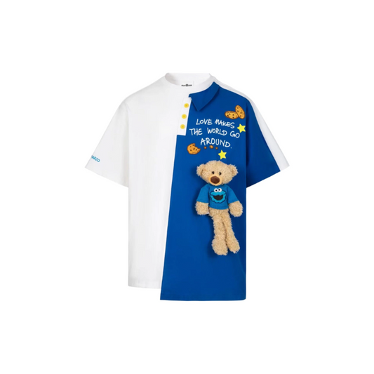 13 DE MARZO COOKIE MONSTER BEAR PATCHED TEE WHITE